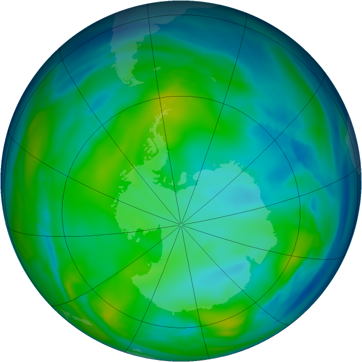 Antarctic ozone map for 13 July 2006